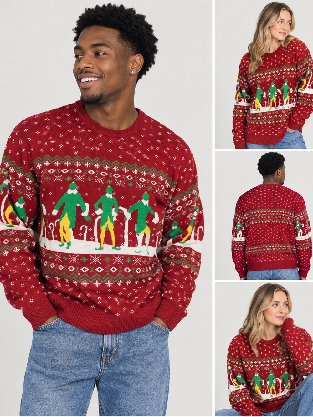 Men's Elf Pullover Sweater Christmas Ugly Sweater Size Medium 100% Acrylic New